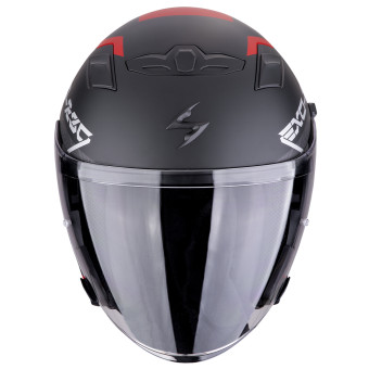Scorpion Exo 230 Band Nero opaco Rosso argento + Kit Bluetooth Exo-Com Link-1C