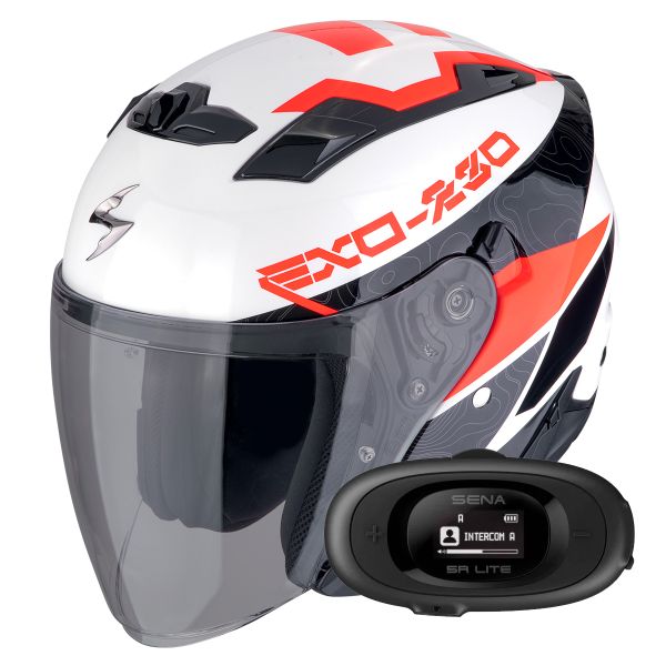 Jet Scorpion Exo 230 Band Matt Black Red Silver + Kit bluetooth 5R Lite