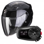 Casque Jet Scorpion Exo 230 Black + Kit Bluetooth 5S Solo