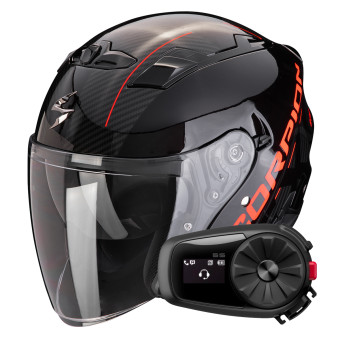 Casque Jet Scorpion Exo 230 QR Black Red + Kit Bluetooth 5S Solo Casque Jet Scorpion Exo 230 QR Black Red + Kit Bluetooth 5S Solo