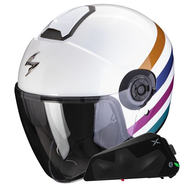 Jet Scorpion Exo City II Bee Bianco Verde Oro + Kit Bluetooth Exo-Com Link-1C