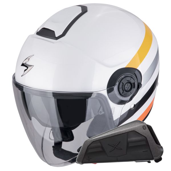 Jet Scorpion Exo City II Bee Bianco Giallo + kit Bluetooth Exo-Com Link-1