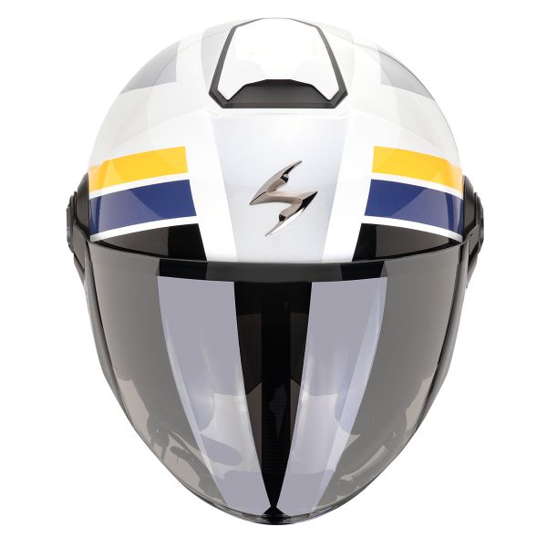 Scorpion Exo City II Blur White Silver Yellow + Kit Bluetooth BT Mini