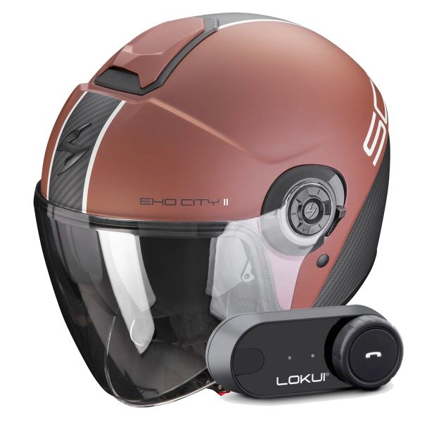 Jet Scorpion Exo City II Carbo Matt Brown Black + Kit Bluetooth Lokui K30