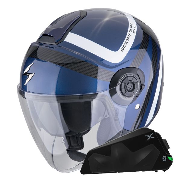 Jet Scorpion Exo City II Riva Blue Black + Kit Bluetooth Exo-Com Link-1C