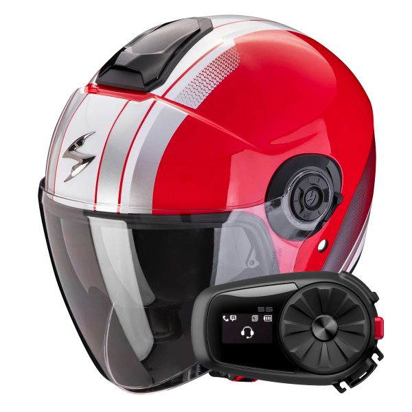 Jet Scorpion Exo City II Vel Red White + Kit Bluetooth 5S Solo