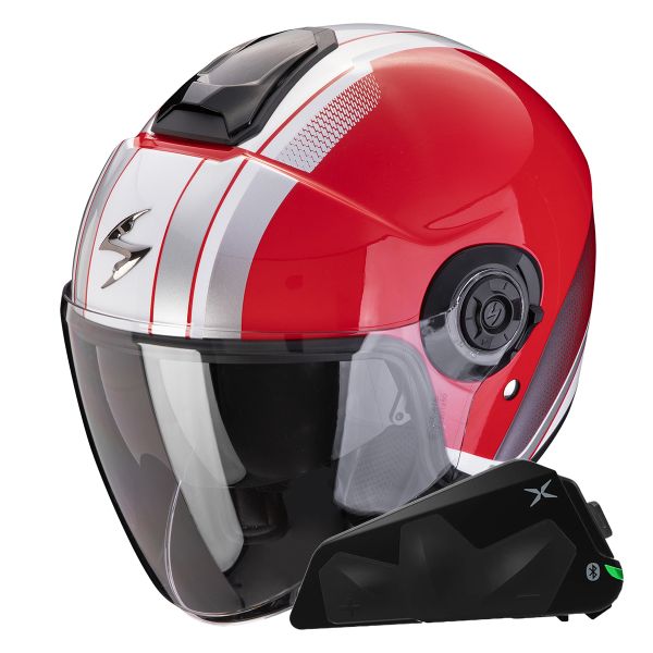 Jet Scorpion Exo City II Vel Rosso Bianco + Kit Bluetooth Exo-Com Link-1C