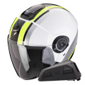 Pack Exo City II Vel Bianco Giallo Fluo + Kit Bluetooth Exo-Com Link-1