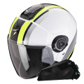 Pack Exo City II Vel Bianco Giallo Fluo + Kit Bluetooth Exo-Com Link-1C