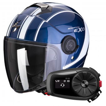 Jet Scorpion Exo City Scoot Blue White + Kit Bluetooth Sena 5S Solo