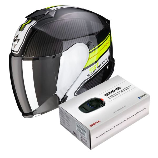 Jet Scorpion Exo S1 Cross-Ville Black Neon Yellow + Kit Bluetooth Sena SMH5