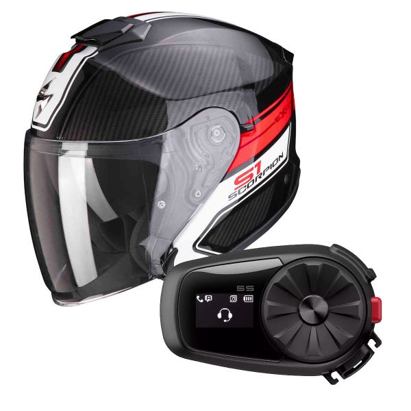 Pack Casco Moto + Kit Bluetooth : Scorpion Exo S1 Cross-Ville Black Red +  Kit Bluetooth 5S Solo | iCasque.it