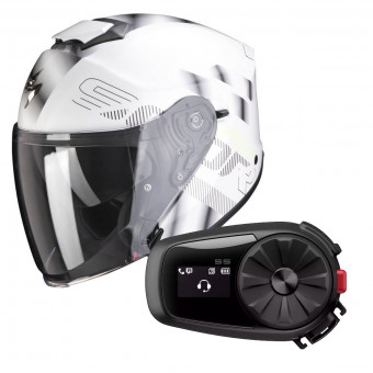 Jet Scorpion Exo S1 Gravity Pearl White Silver + Kit Bluetooth Sena 5S Solo