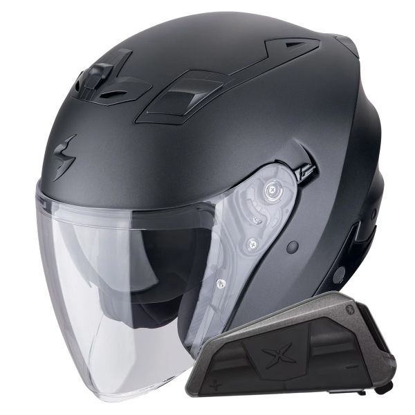 Jet Scorpion Exo Z1 Nero Perla Opaco + Kit Bluetooth Exo-Com Link-1
