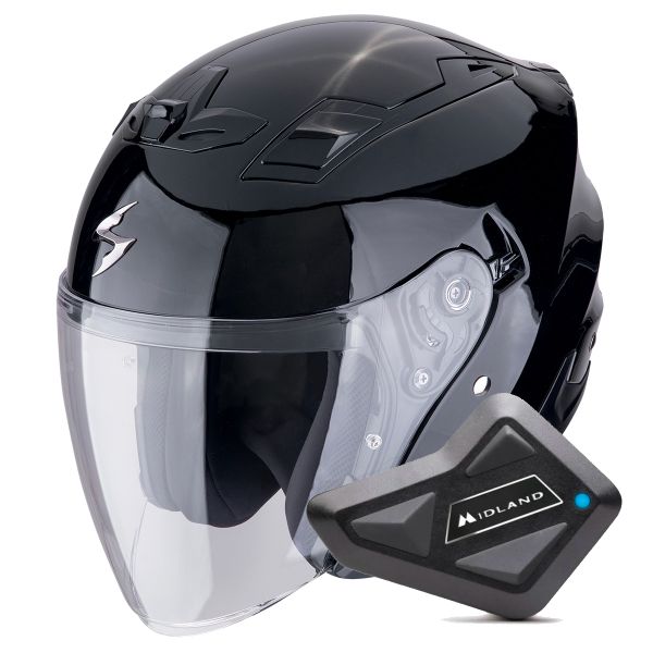 Jet Scorpion Exo Z1 Metal Black + Kit Bluetooth BT Mini Jet Scorpion Exo Z1 Metal Black + Kit Bluetooth BT Mini