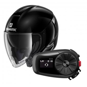 Jet Shark Citycruiser Blank BLK + Kit Bluetooth Sena 5S Solo