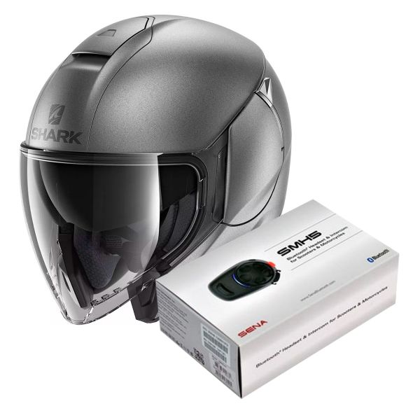 Pack Casco Moto + Kit Bluetooth : Shark Citycruiser Blank Mat AMA + Kit  Bluetooth SMH5 Solo | iCasque.it