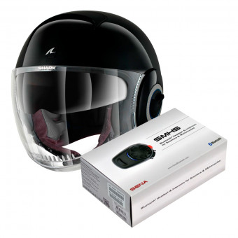 Jet Shark Nano Blank BLK + Kit Bluetooth Sena SMH5