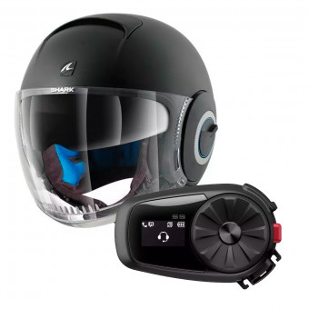 Jet Shark Nano Blank Mat KMA + Kit Bluetooth Sena 5S Solo