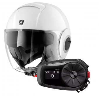 Jet Shark Nano Blank WHU + Kit Bluetooth Sena 5S Solo