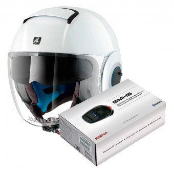 Jet Shark Nano Blank WHU + Kit Bluetooth Sena SMH5