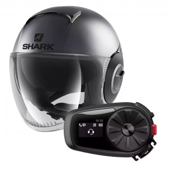 Jet Shark Nano Street Neon Antracite Nero Opaco + Kit Bluetooth Sena 5S Solo