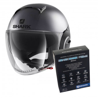 Jet Shark Nano Street Neon Antracite Nero Opaco + Kit Bluetooth Sharktooth Prime