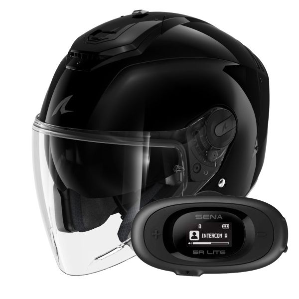 Jet Shark RS JET Blank BLK + Kit bluetooth 5R Lite Solo