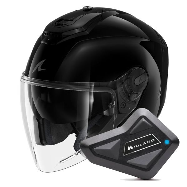 Jet Shark RS JET Blank BLK + Kit Bluetooth BT Mini Single