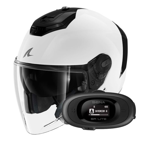Jet Shark RS JET Blank WHU + Kit bluetooth 5R Lite Solo