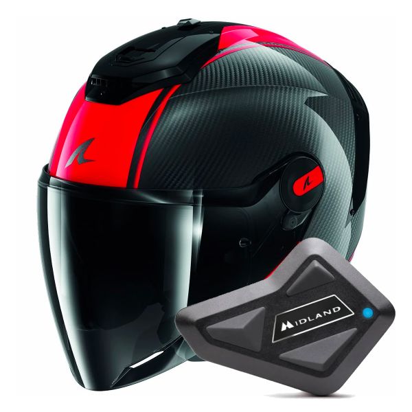 Jet Shark RS JET Carbon Blank DRD + Kit Bluetooth BT Mini Single