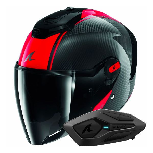 Jet Shark RS JET Carbon Blank DRD + Kit Bluetooth Sena for Shark Solo