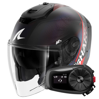 Casque Jet Shark RS JET Carbon Speed-Tech Mat DBR + Kit Bluetooth 5S Solo