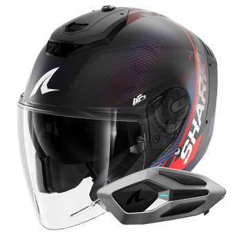 Jet Shark RS JET Carbon Speed-Tech Mat DBR + Kit Bluetooth Sena for Shark Mesh Sol