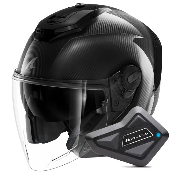 Jet Shark RS JET Full Carbon DAD + Kit Bluetooth BT Mini