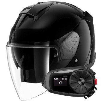 Jet Shark Skwal Jet Blank BLK + Kit Bluetooth 5S Solo