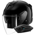 Pack Skwal Jet Blank BLK + Kit Bluetooth Sena for Shark Solo