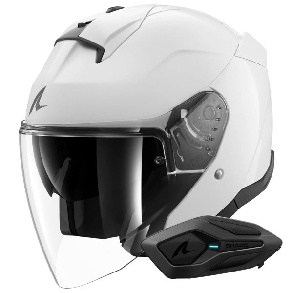 Jet Shark Skwal Jet Blank W05 + Kit Bluetooth Sena for Shark