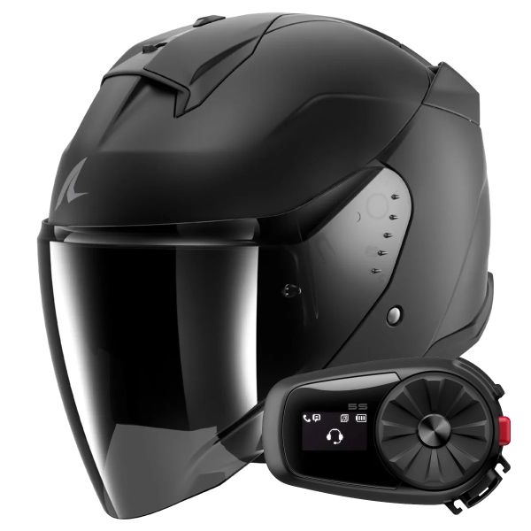 Jet Shark Skwal Jet Dark Shadow Mat KMA + Kit Bluetooth 5S Solo Jet Shark Skwal Jet Dark Shadow Mat KMA + Kit Bluetooth 5S Solo