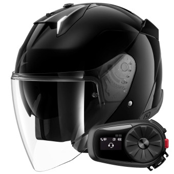 Jet Shark Skwal i3 Jet Blank BLK + Kit Bluetooth 5S Solo