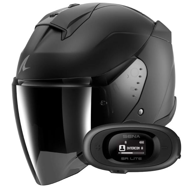 Jet Shark Skwal i3 Jet Blank Mat KMA + Kit bluetooth 5R Lite Solo