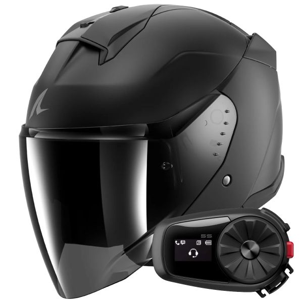 Jet Shark Skwal i3 Jet Blank Mat KMA + Kit Bluetooth 5S Solo