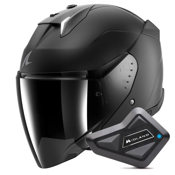 Jet Shark Skwal i3 Jet Blank Mat KMA + Kit Bluetooth BT Mini