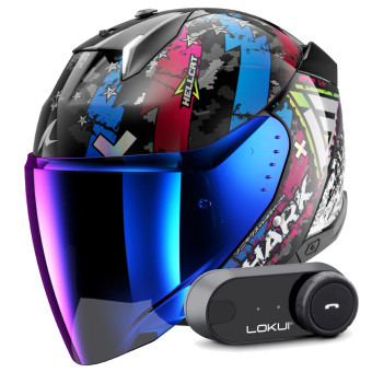Jet Shark Skwal i3 Jet Hellcat KUB + Kit Bluetooth Lokui K30