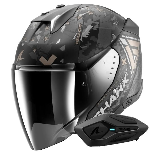 Jet Shark Skwal i3 Jet Hellcat Mat KUA + Kit Bluetooth Sena for Shark