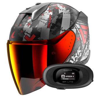 Jet Shark Skwal i3 Jet Hellcat Mat KUR + Kit bluetooth 5R Lite Solo