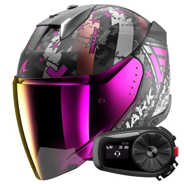 Jet Shark Skwal i3 Jet Hellcat Mat KUV + Kit Bluetooth 5S Solo