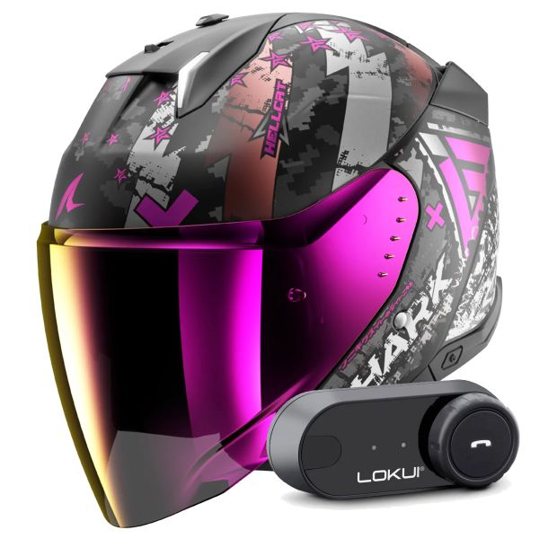 Jet Shark Skwal i3 Jet Hellcat Mat KUV + Kit Bluetooth Lokui K30