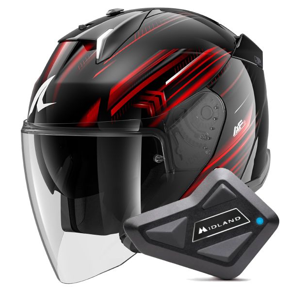 Jet Shark Skwal i3 Jet Light-Blur KRW + Kit Bluetooth BT Mini Single