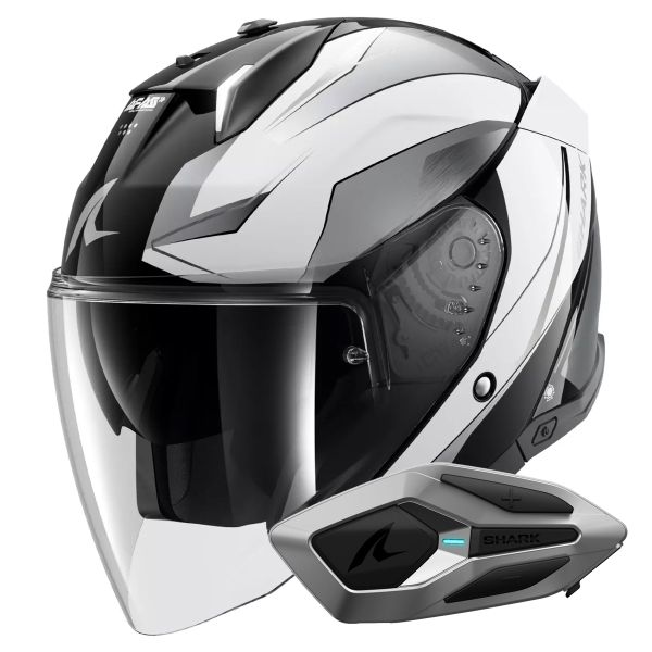 Jet Shark Skwal i3 Jet Mekarium KUW + Kit Bluetooth Sena for Mesh Solo